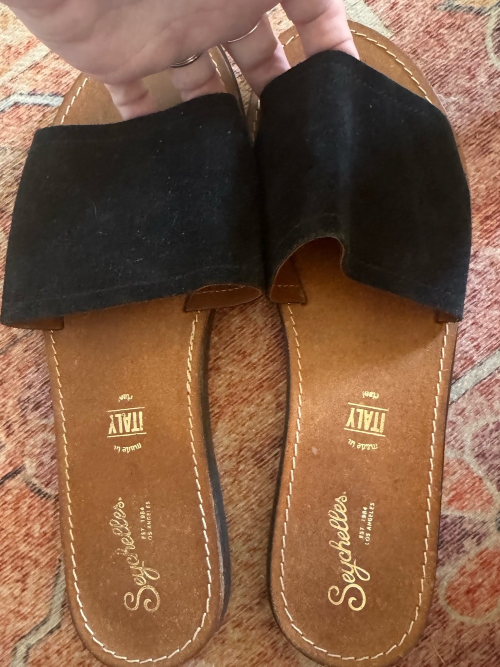 Seychelles Black Suede Slide Mules